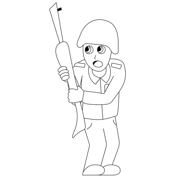 Soldat effrayé. schéma illustration vectorielle de stock — Image vectorielle