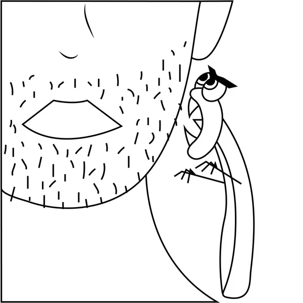 Θυμωμένο ξυράφι και άνθρωπος περίγραμμα προσώπου. Απεικόνιση μεμονωμένου διάνυσμα — Διανυσματικό Αρχείο