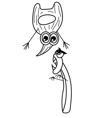 Kızgın jilet ve korkmuş sakal anahat. Yalıtılmış stok vektör illüstrasyonu