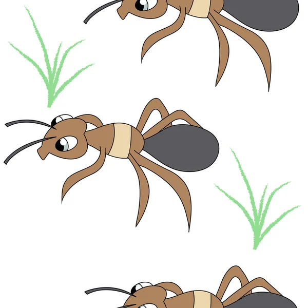 Милые муравьи бесшовный векторный шаблон запасов — стоковый вектор