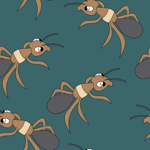 Cute ants. Seamless vector pattern — Stock Vector