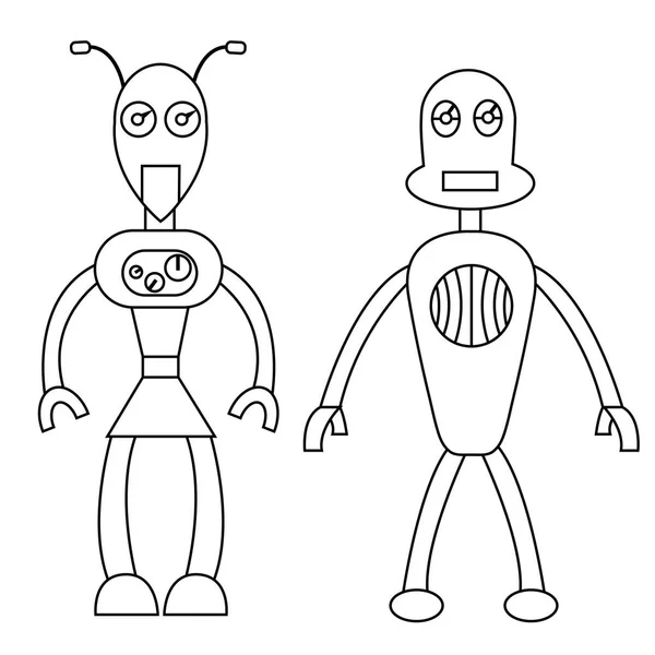 Персонаж пары роботов. Изолированная векторная иллюстрация — стоковый вектор