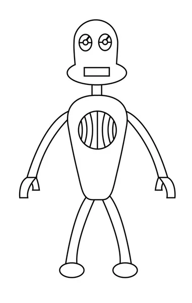 ロボット少年の輪郭を描くキャラクター。分離ストックベクトル図 — ストックベクタ