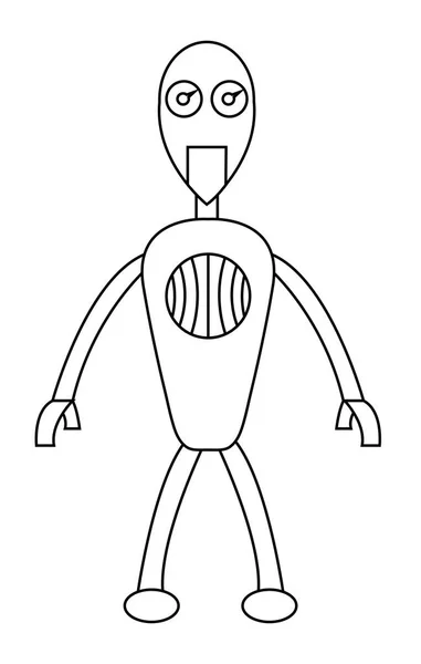 Personagem de esboço de robô. Ilustração isolada do vetor de estoque — Vetor de Stock