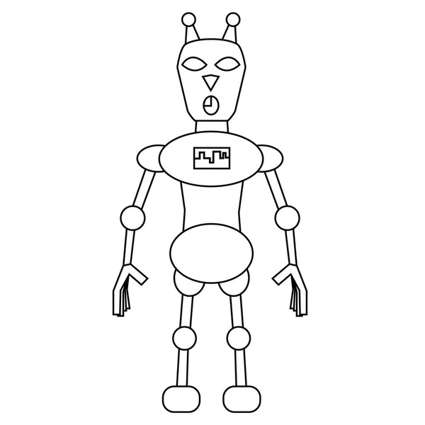 Χαρακτήρας περιγράμματος γάτας με ρομπότ. Απεικόνιση απομονωμένου φορέα αποθέματος — Διανυσματικό Αρχείο