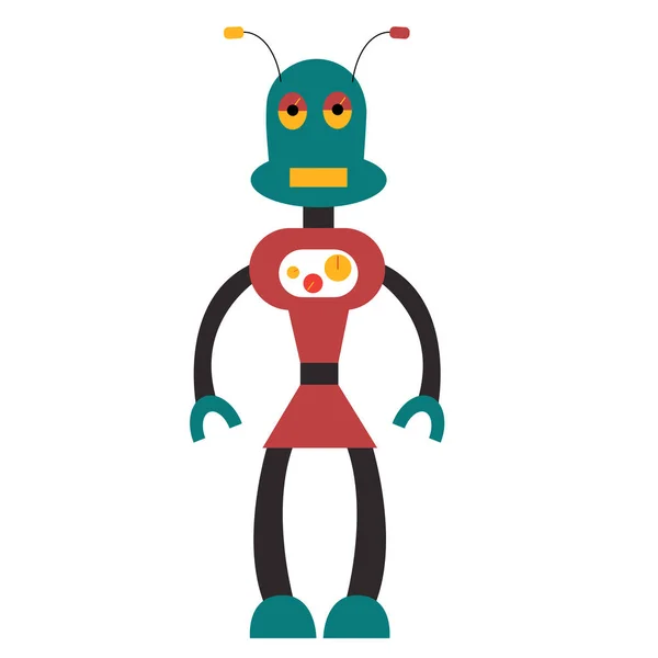 Personaje plano de chica robot. Ilustración aislada del vector de stock — Vector de stock