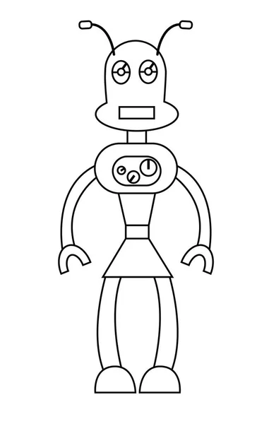 Robot girl outline character. Isolated stock vector illustration — Stock Vector