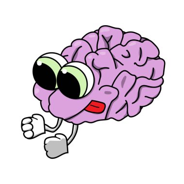 sevimli amaçlı karikatür beyin. Yalıtılmış stok vektör illüstrasyonu