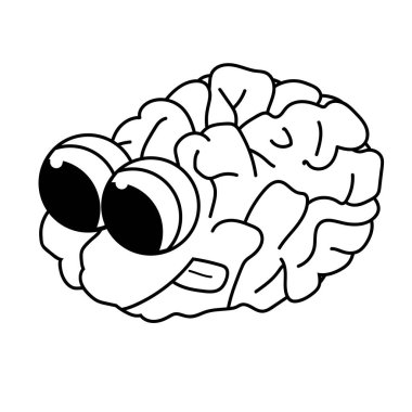 sevimli amaçlı karikatür beyin. Yalıtılmış anahat stok vektör illüstrasyon