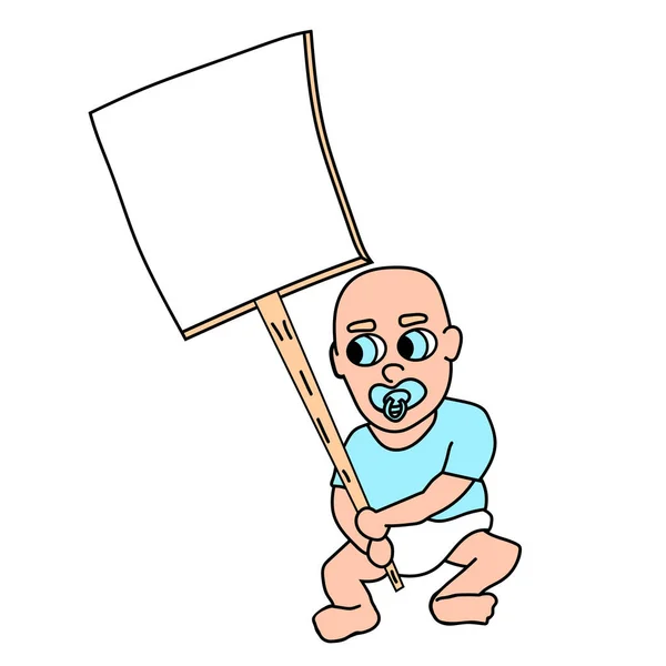 Karikatur protestierendes Baby. Abbildung isolierter Aktienvektoren — Stockvektor