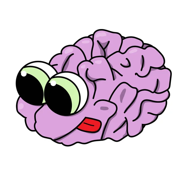 Cute purposeful cartoon brain. Isolated stock vector illustration — Stock Vector