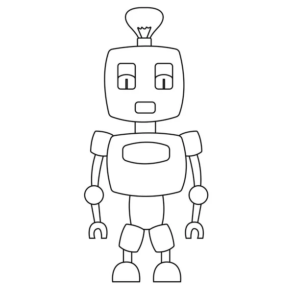 可爱的玩具机器人。隔离轮廓库存矢量图 — 图库矢量图片