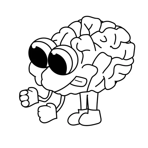 Lindo cerebro de dibujos animados con propósito. Esquema aislado stock vector ilustración — Archivo Imágenes Vectoriales