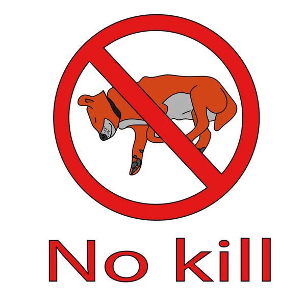 Toter Hund auf dem Plakat zum Welttiertag. Keine Tötung. isolierte Vektorabbildung — Stockvektor