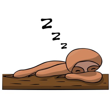 Şirin tembel hayvan ağaçta uyuyor. izole vektör illüstrasyonu