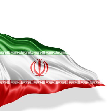 Beyaz arka plan - 3d çizim, metin kopyalama yeri olan İran bayrağı   