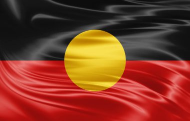 Aborjin Avustralya bayrağı ile kopya alanı metin - 3d çizim için    