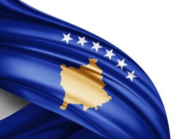 Kosova bayrağı ile kopya alanı metin - 3d çizim için    