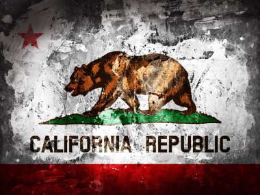 California bayrağı eski duvar doku - 3d çizim üzerinde boyalı