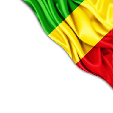 Mali bayrağı kopya alanı metni üzerinde beyaz arka plan - 3d çizim ile    