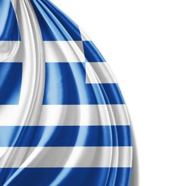Beyaz arka plan - 3d çizim, metin kopyalama yeri olan Yunanistan bayrağı    
