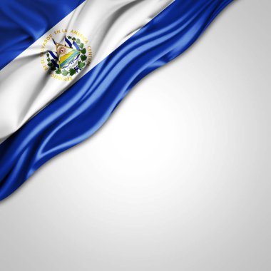 El Salvador bayrakla kopya alanı üzerinde beyaz arka plan - 3d çizim metni 