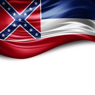 İpek kopya alanı için metin veya resim, beyaz arka plan ile Mississippi bayrağı 