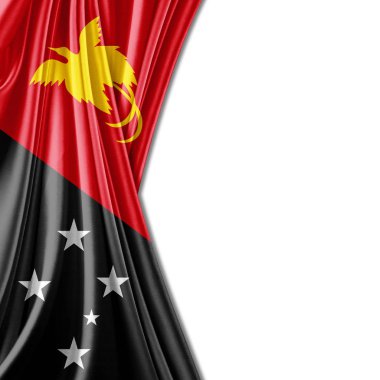 Beyaz arka plan üzerinde metin için kopya alanı ile Yeni Gine Bayrağı - 3d illüstrasyon   