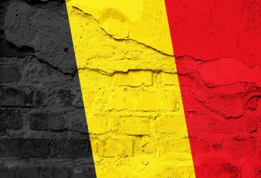 Belçika bayrağı eski duvar doku - 3d çizim üzerinde boyalı