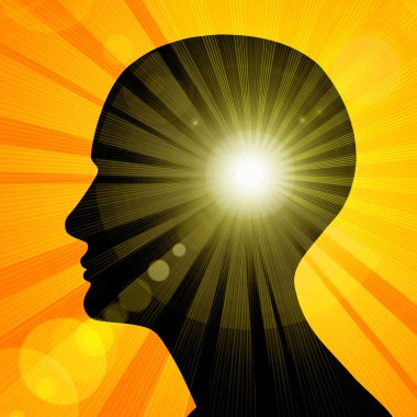Dini. Güneş ile insan kafası. İllüstrasyon