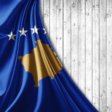 Kosova bayrağı ile kopya alanı metin - 3d çizim için    