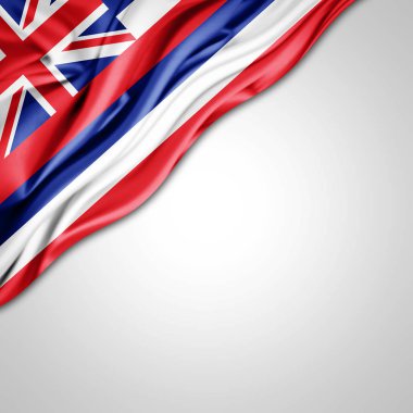 Hawaii bayrağı kopya alanı metni üzerinde beyaz arka plan - 3d çizim ile 