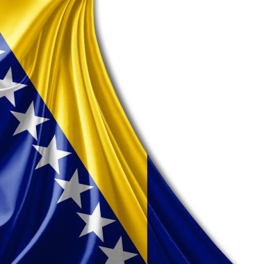 Bosna-Hersek bayrağı ile kopya alanı metin - 3d çizim için    