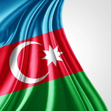 Azerbaycan bayrağı kopya alanı metni üzerinde beyaz arka plan - 3d çizim ile 