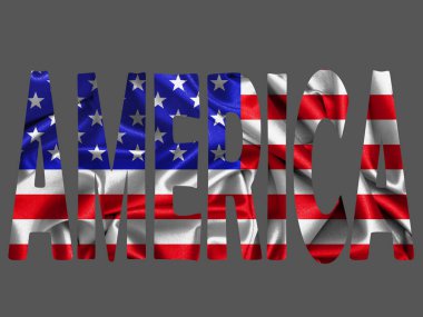 kumaş metin ve gri arka plan ile amerika bayrağı