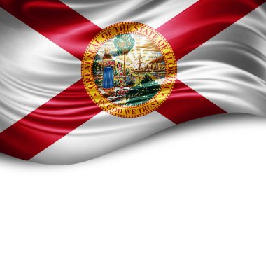  İpek kopya alanı için metin veya resim, beyaz arka plan ile Florida bayrağı 