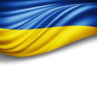 Ukrayna bayrağı kopya alanı metni üzerinde beyaz arka plan - 3d çizim ile   