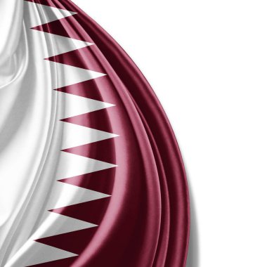 Katar bayrağı kopya alanı metni üzerinde beyaz arka plan - 3d çizim ile    