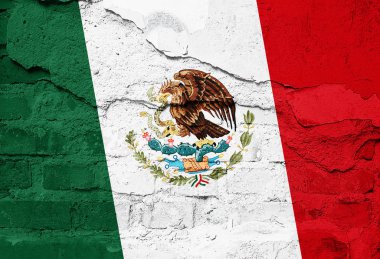 Meksika bayrağı eski duvar doku - 3d çizim üzerinde boyalı