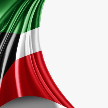 Bayrağı: Kuveyt ile kopya alanı metni beyaz arka plan - 3d çizim 