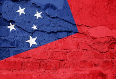 Samoa bayrağı eski duvar doku - 3d çizim üzerinde boyalı