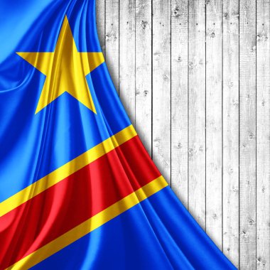 Metin - 3d çizim için kopya alanı ile Kongo Demokratik Cumhuriyeti bayrağı    