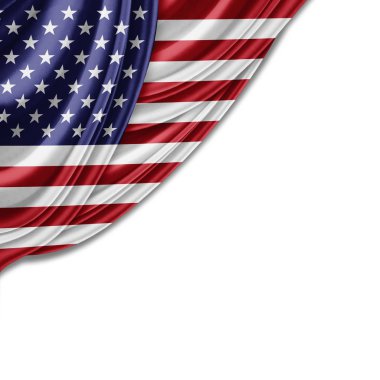 ABD bayrağı kopya alanı metni üzerinde beyaz arka plan - 3d çizim ile 