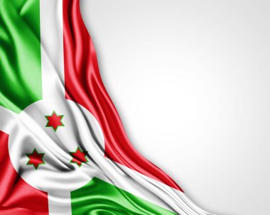 Burundi bayrağı kopya alanı metni üzerinde beyaz arka plan - 3d çizim ile 