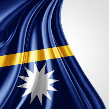 Nauru bayrağı kopya alanı metni üzerinde beyaz arka plan - 3d çizim ile 