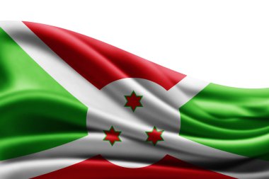 Burundi bayrağı kopya alanı metni üzerinde beyaz arka plan - 3d çizim ile    