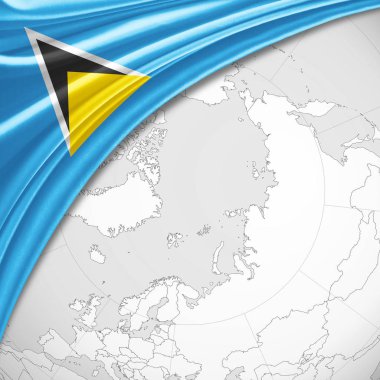 Saint Lucia bayrağı ile kopya alanı metin - 3d çizim için    