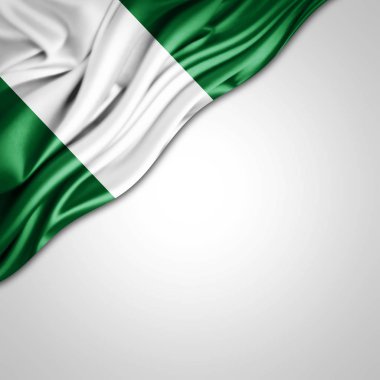Beyaz arka plan - 3d çizim, metin kopyalama yeri olan Nijerya bayrak 