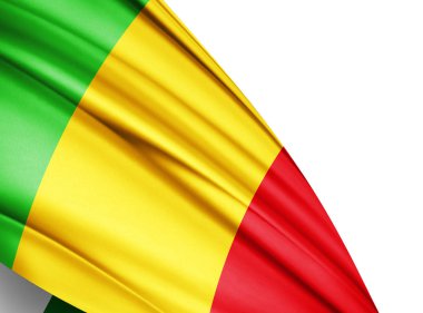 Mali bayrağı kopya alanı metni üzerinde beyaz arka plan - 3d çizim ile 