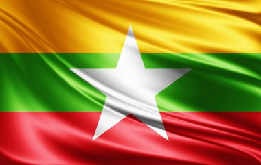 Burma bayrakla kopya alanı metin - 3d çizim için    